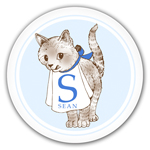 Name Doodles - Personalized Melamine Plates (Whimsical Kitty Blue) (WAB-P5B)